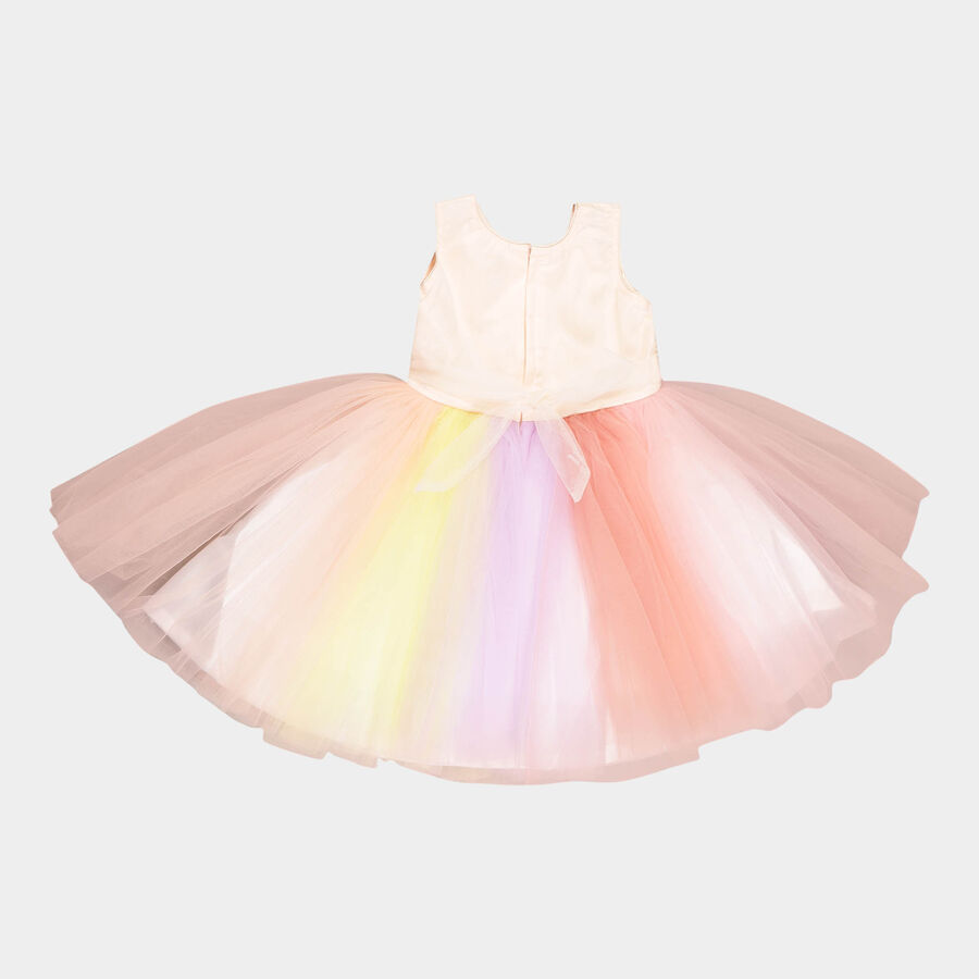 Girls Embellished Frock, Peach, large image number null
