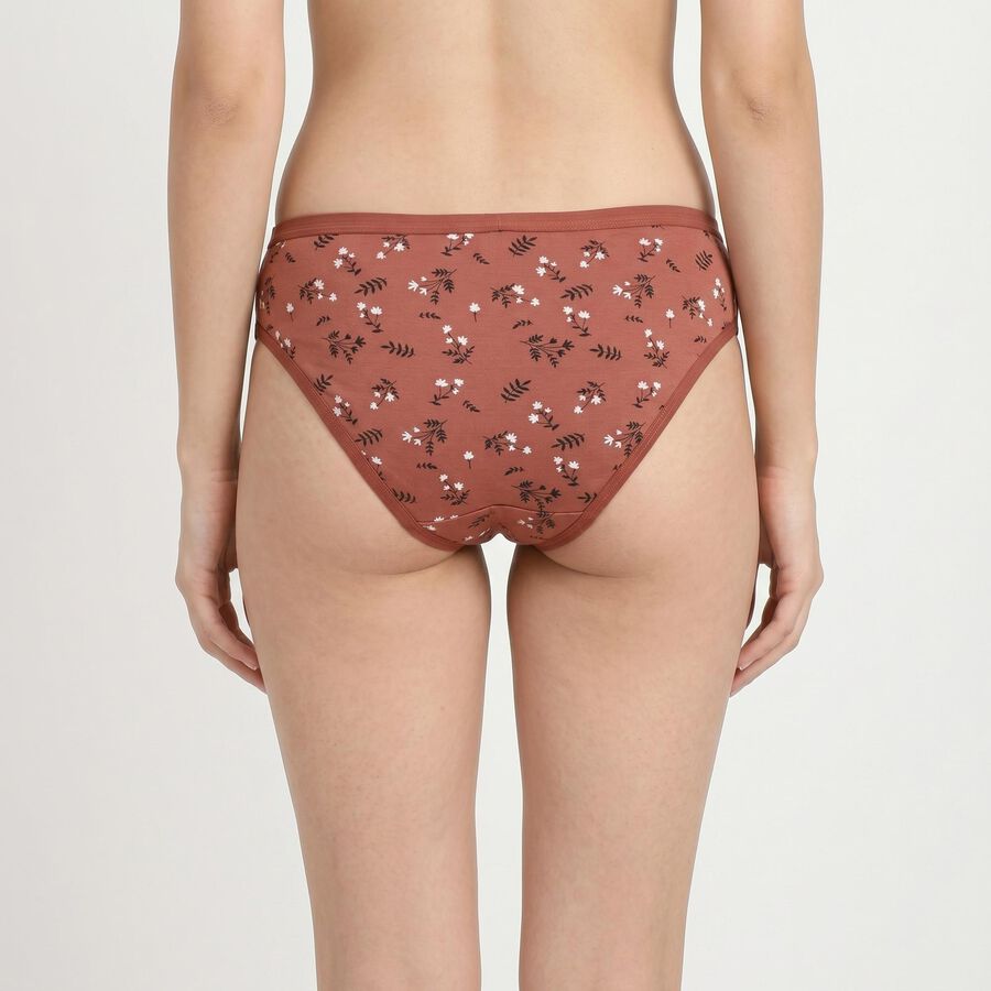 Women's Brown Regular Fit Printed Panty, भूरा, large