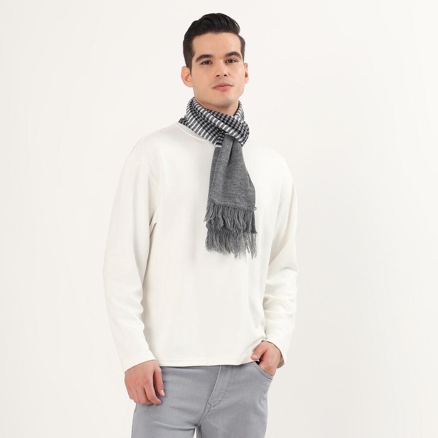 Men's Muffler, Melange Light Grey, large image number null