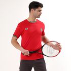 Men's Bright Cherry Red Crew Neck Athleisure T-Shirt, Red, small