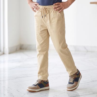 Boys' Beige Regular Fit Cargo Trousers