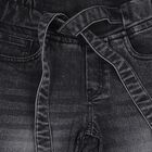 Girls' Black Flared Fit Tie-Up Jeans, Black, small