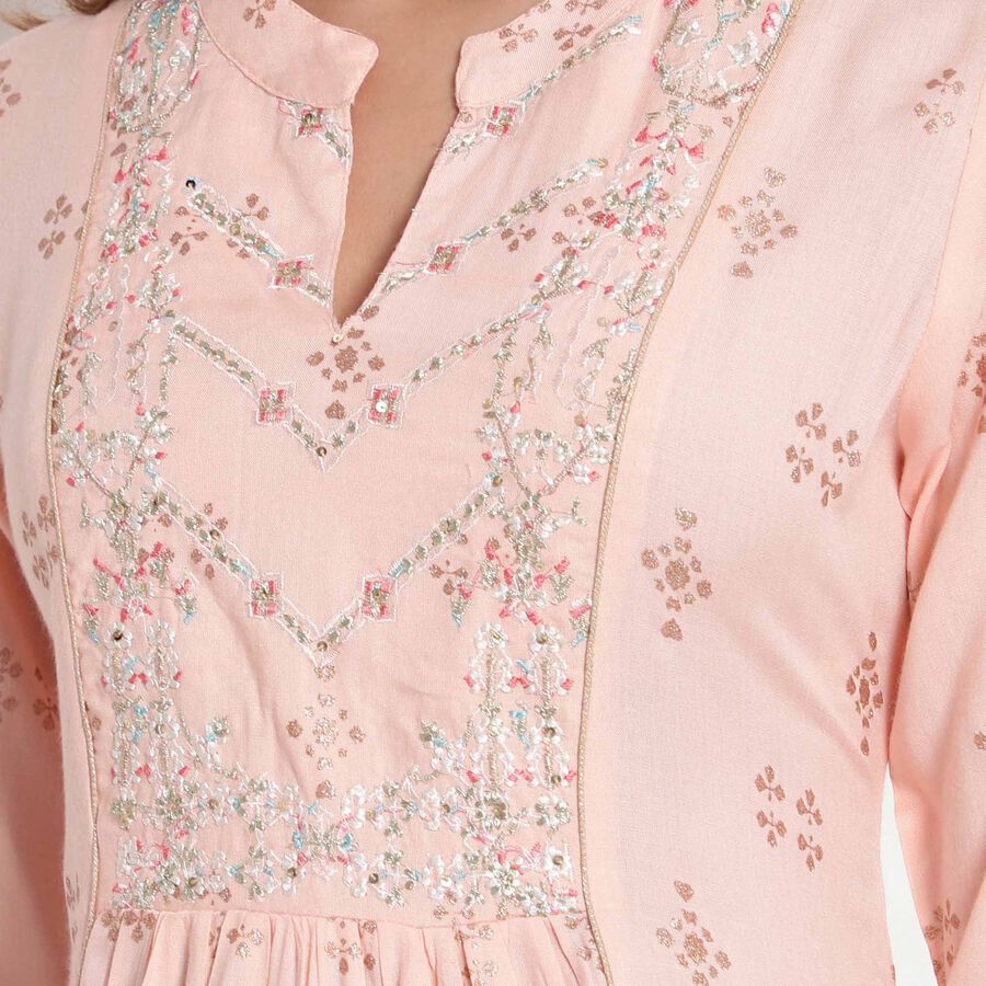 3/4Th Sleeves Flared Kurta, Peach, large image number null
