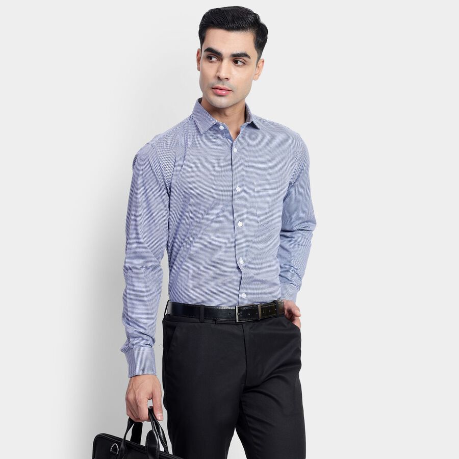 Men's 100% Cotton Formal Shirt, मध्यम नीला, large image number null