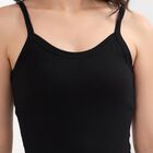 Women's Jet Black Cotton Scoop Neck Casual Slip, Black, small