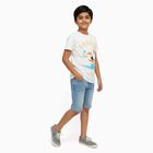 Boys Off-White Cotton Round Neck Casual T-Shirt, Off White, small