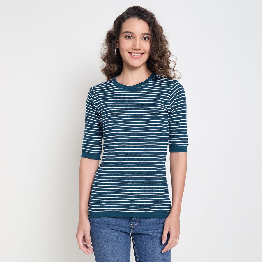 Ladies' 100% Cotton Top, Dark Green, large image number null