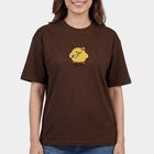 Women's Brown Cotton Round Neck Casual T-Shirt, Brown, small