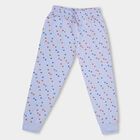 Girls' Light Lavender Heart Printed Jogger Pyjama, Light Blue, small image number null