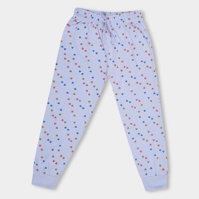 Girls' Light Lavender Heart Printed Jogger Pyjama