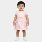Infants' Pink Floral Printed Fit and Flare Frock, हल्का गुलाबी, small