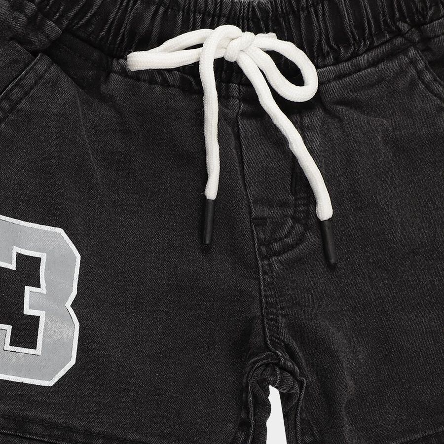 Boys' Dusty Charcoal Black Regular Fit Jogger Jeans, काला, large image number null