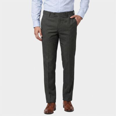 Men's Black Slim Fit Flat-Front Formal Trousers