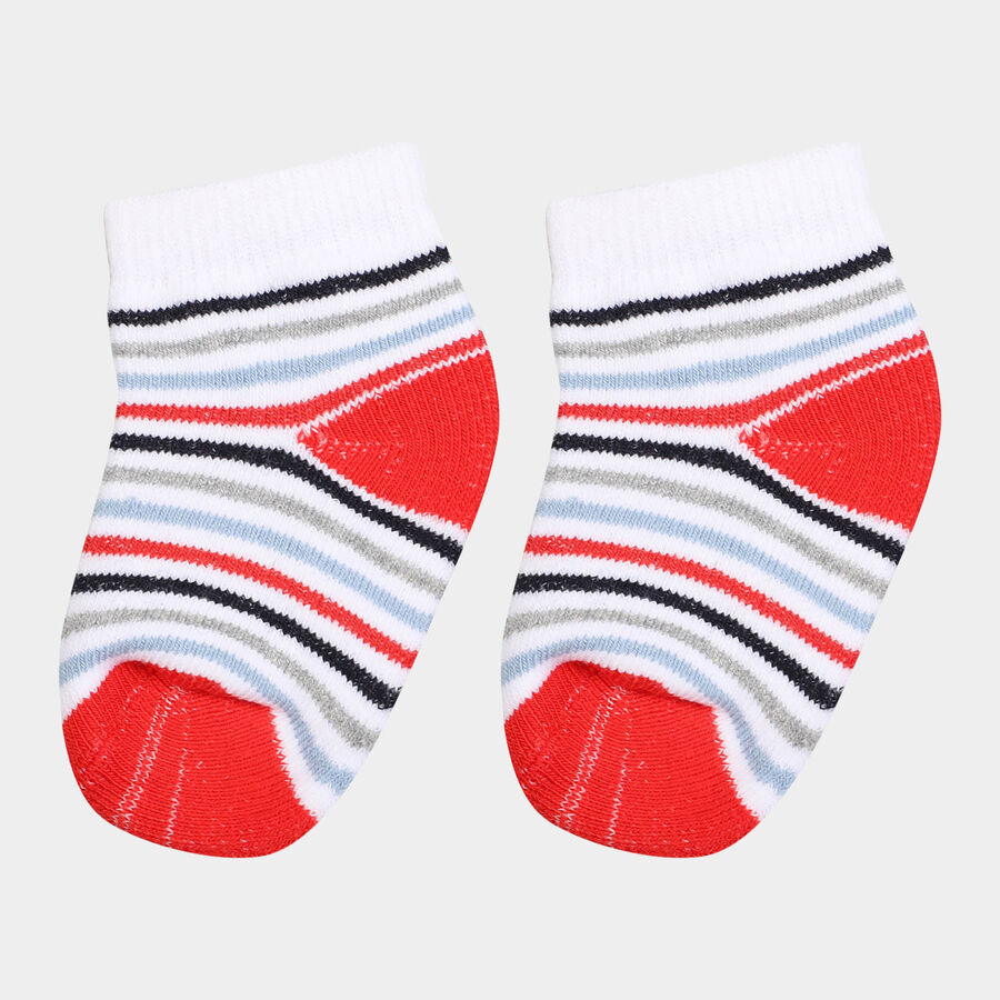 Infants Cotton Stripes Socks, White, large image number null