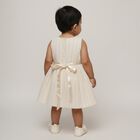 Infants' Soft Ivory Sleeveless Floral Embellished Party Frock, Beige, small image number null