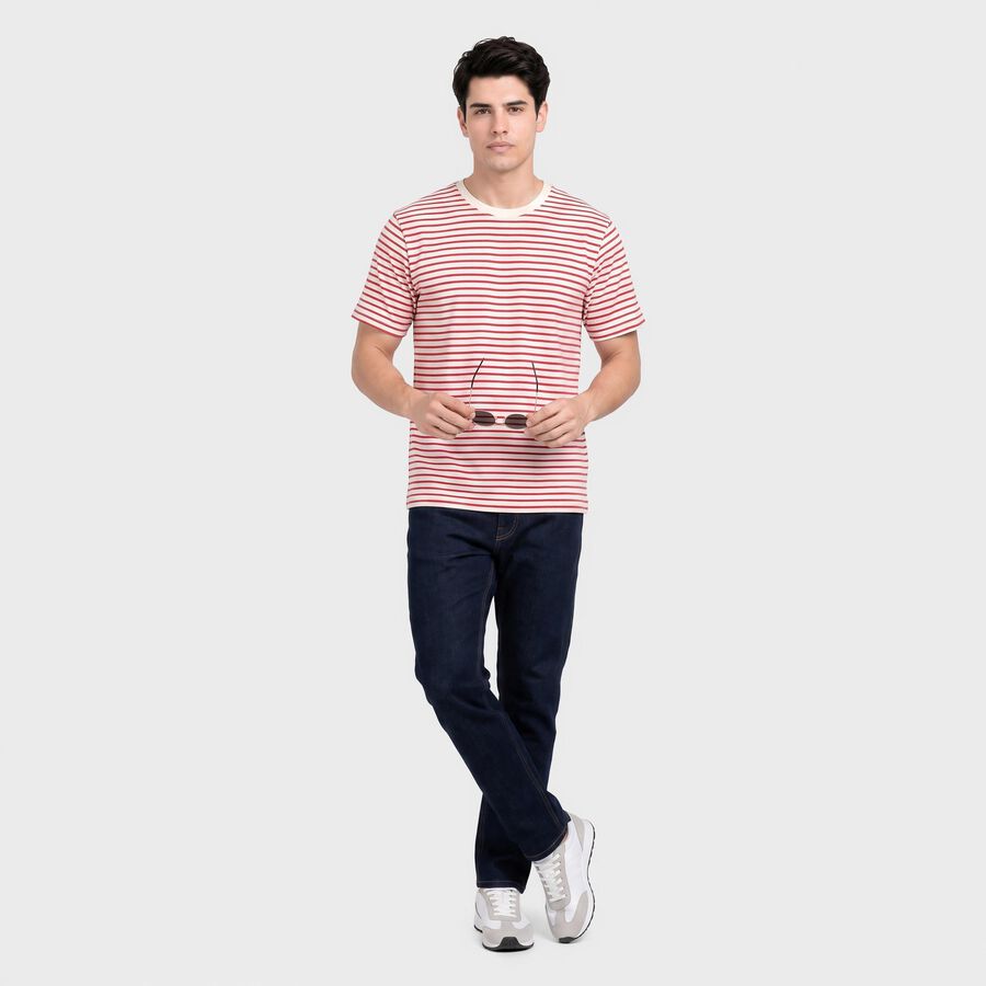 Men's Light Pink Cotton Round Neck Regular T-Shirt, Light Pink, large