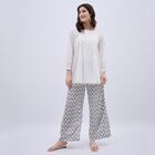 Women's Black and White Zigzag Printed Wide-Leg Palazzos, ऑफ व्हाइट, small image number null