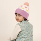 Infants White and Lavender Heart Pattern Winter Cap, लाइलेक, small image number null