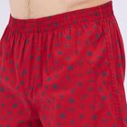 Men's Deep Crimson Printed Elastic Waist Boxers, Red, small image number null