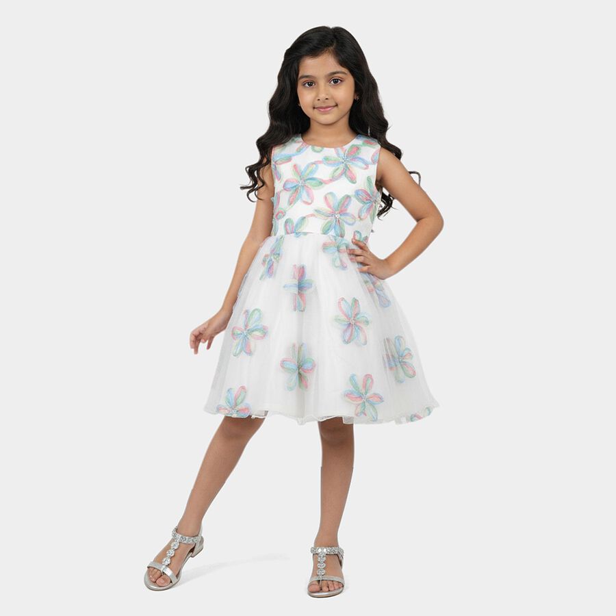 Girls' Off White Frock, ऑफ व्हाइट, large