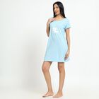 Women's Light Blue Round Neck Casual Nighty, Light Blue, small image number null
