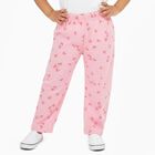 Girls' Light Pink Bow Printed Cotton Blend Pyjama, गुलाबी, small image number null