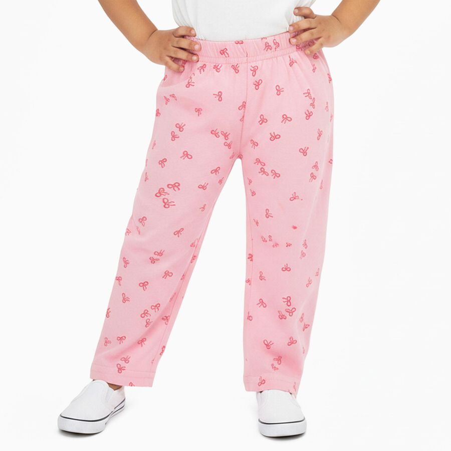 Girls' Light Pink Bow Printed Cotton Blend Pyjama, गुलाबी, large image number null