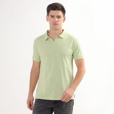 Men's Light Sage Green Polo Neck T-Shirt