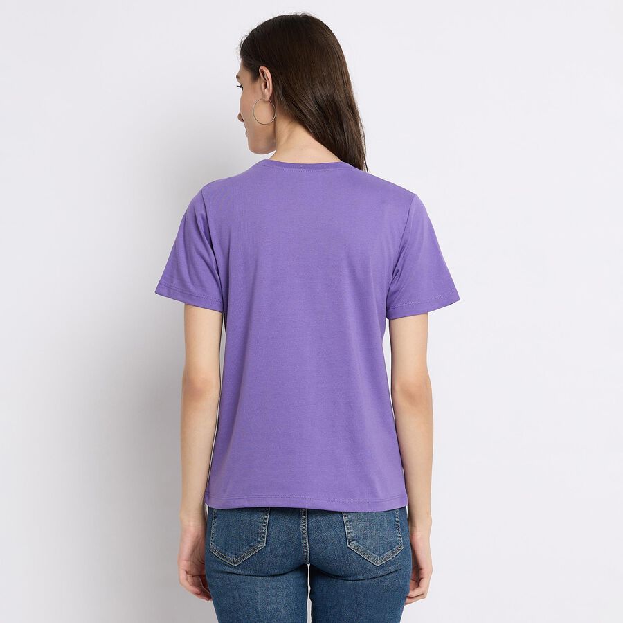 Ladies' Round Neck T-Shirt , बैंगनी, large image number null