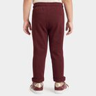 Girls' Wine Straight Fit Lace Panel Cotton Pyjama, वाइन, small