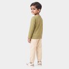 Boys Olive Green 100% Cotton Round Neck Graphic Print Baba Suit, Light Green, small
