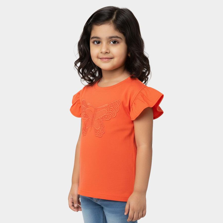 Girls' T-Shirt, मूँगा (कोरल), large