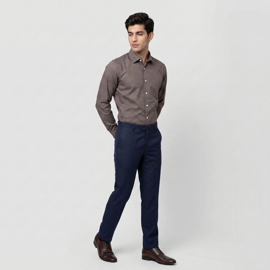 Men's Brown Formal Shirt, Brown, large