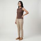 Women's Brown Polo Collar Casual T-Shirt, Brown, small