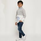Boys Light Grey Half Zip Casual Sweatshirt, हल्का ग्रे, small image number null