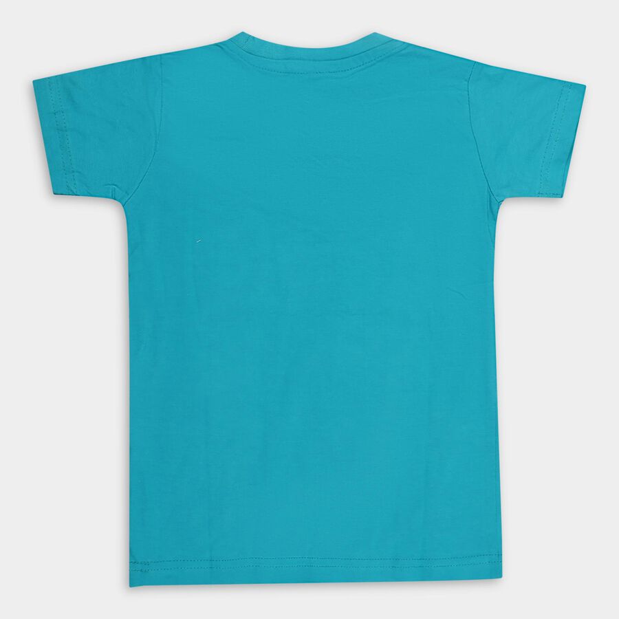 Boys' 100% Cotton Half Sleeves T-Shirt , टील ब्लू, large image number null