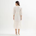 Ladies' Soft Ivory White Cotton V-Neck Empire Dress, ऑफ व्हाइट, small image number null