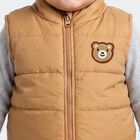 Infants Beige Sleeveless Puffer Jacket, गहरा पीला, small