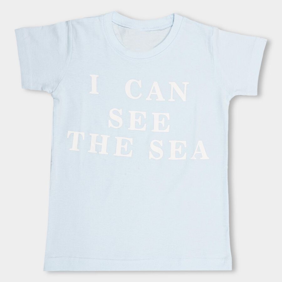 Boys' 100% Cotton Half Sleeves T-Shirt, Light Blue, large image number null