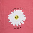 Girls' Bright Coral Pink Cotton Blend Round Neck Casual T-Shirt, मूँगा (कोरल), small