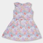 Girls' Light Lavender Floral Printed Sleeveless Flared Frock, Light Blue, small image number null