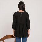 Women's Black Round Neck Embroidered Kurti, Black, small