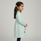 Girls' Mint Green Polka Dot Long Sleeve Frock, हल्का हरा, small image number null
