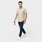 Men's Grey Spread Collar Regular Fit Shirt, Light Grey, small