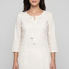 Women's White Straight Kurta, सफ़ेद, small