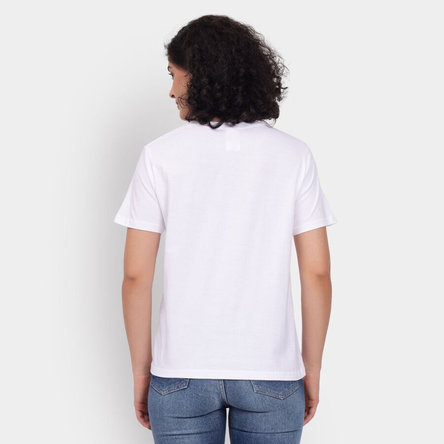 Ladies' Cotton Round Neck T-Shirt, White, large image number null