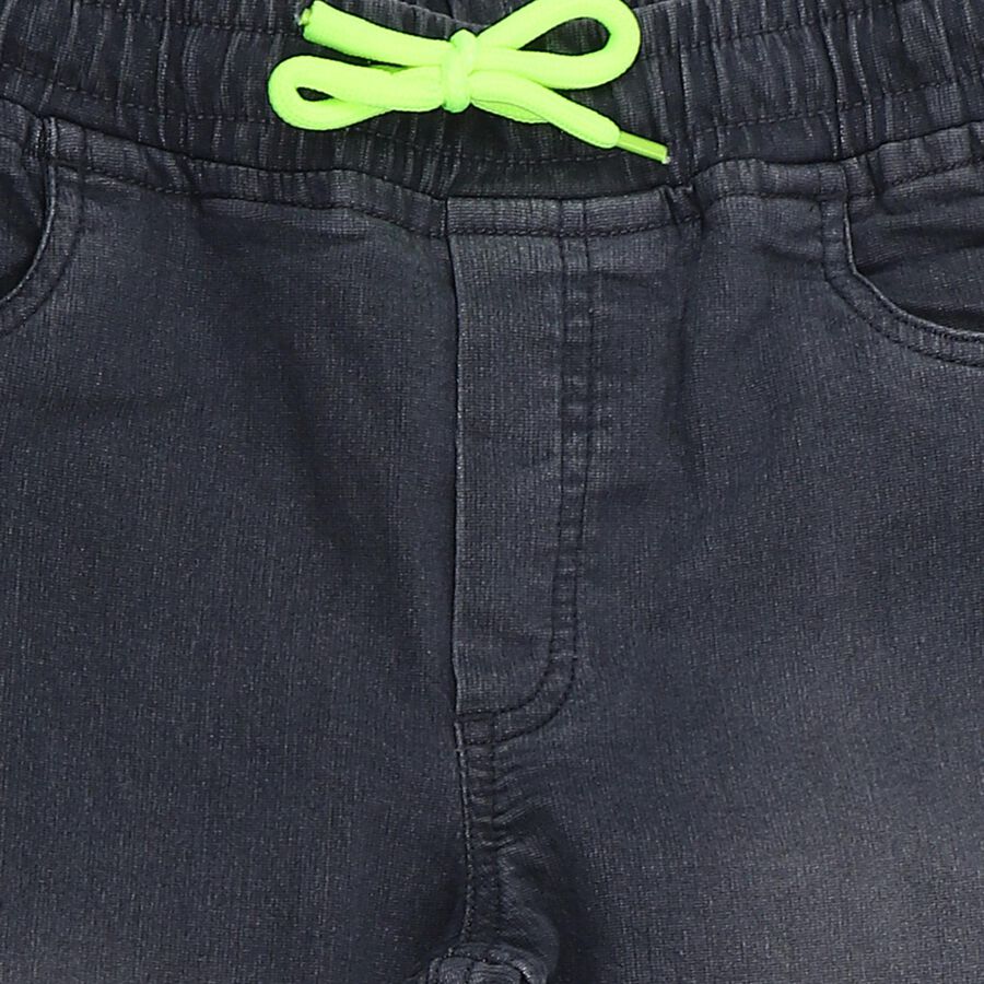 Boys' Grey Regular Fit Elastic Waistband Jeans, हल्का ग्रे, large