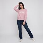Women's Lilac Crew Neck Graphic Print Pullover Sweatshirt, लाइलेक, small