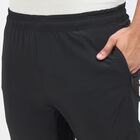 Men's Jet Black Slim Fit Reflective Striped Track Pants, Black, small