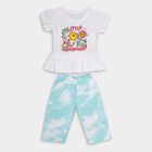 Girls' 100% Cotton Capri Set, Aqua, small image number null
